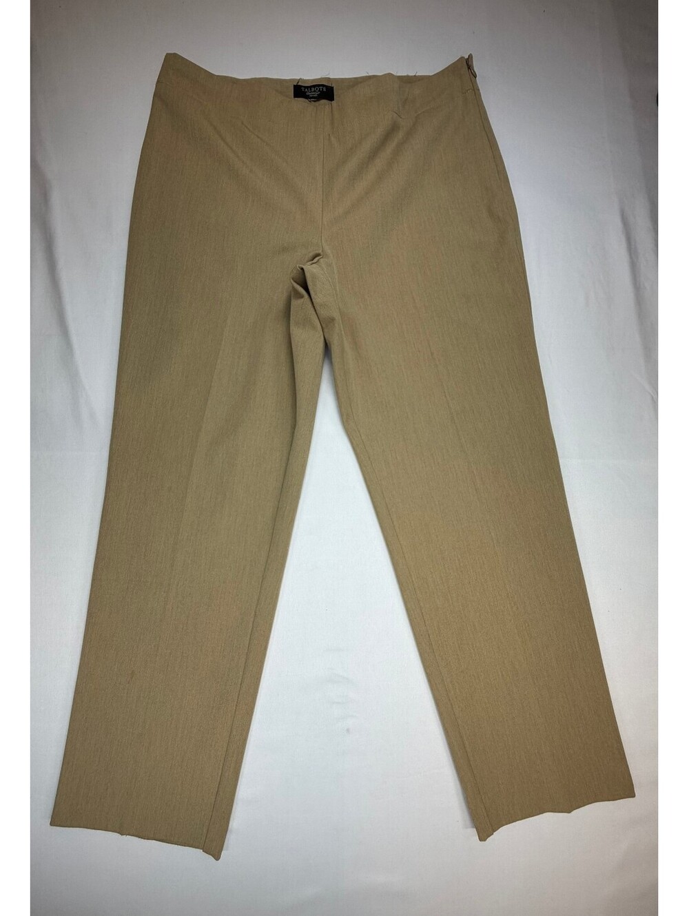Talbots Womens Dress Pants Classic Side Zip Flat Front Straight Leg Size M Beige
